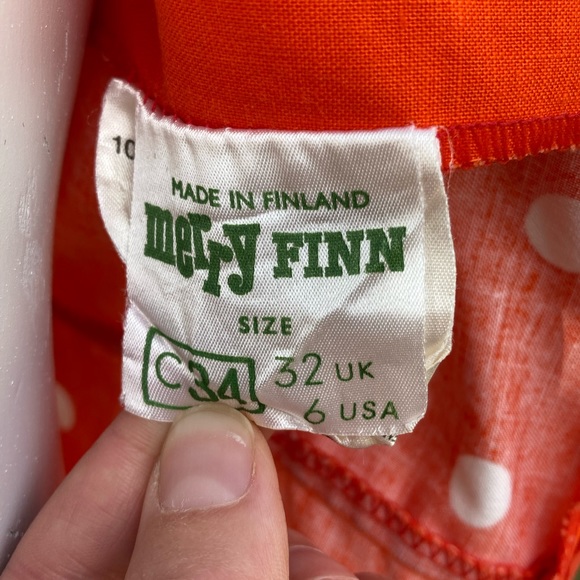 {sold} 1960s Merry Finn Orange Polka Dot Dress - Picture 3 of 4